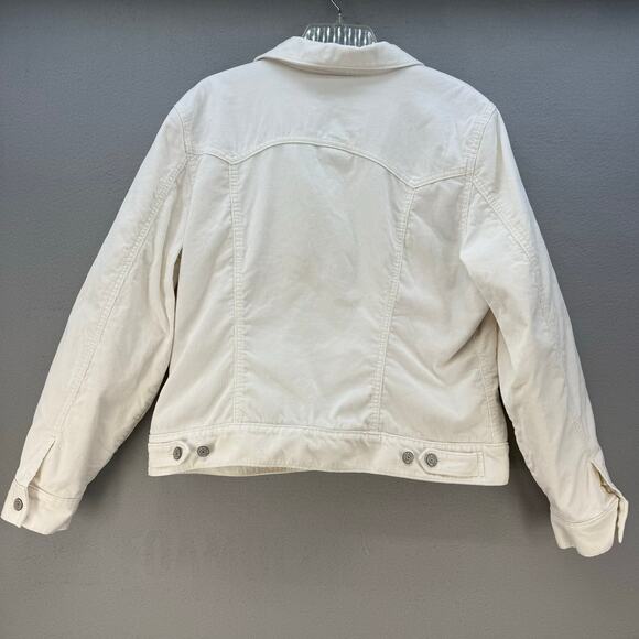 Gap Women's Sherpa Fleece Lined White Corduroy Jacket XL White Jean Jacket - Picture 2 of 12